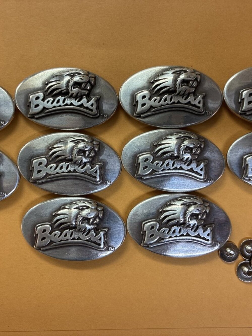 Lot of 10 Oregon State Beavers Tin Conchos with Screws - 1.5 Inch